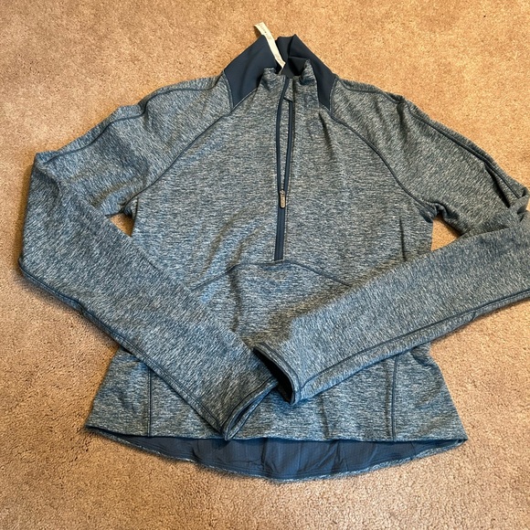 lululemon athletica Heathered Slate Blue Half-Zip Pullover - Picture 3 of 5